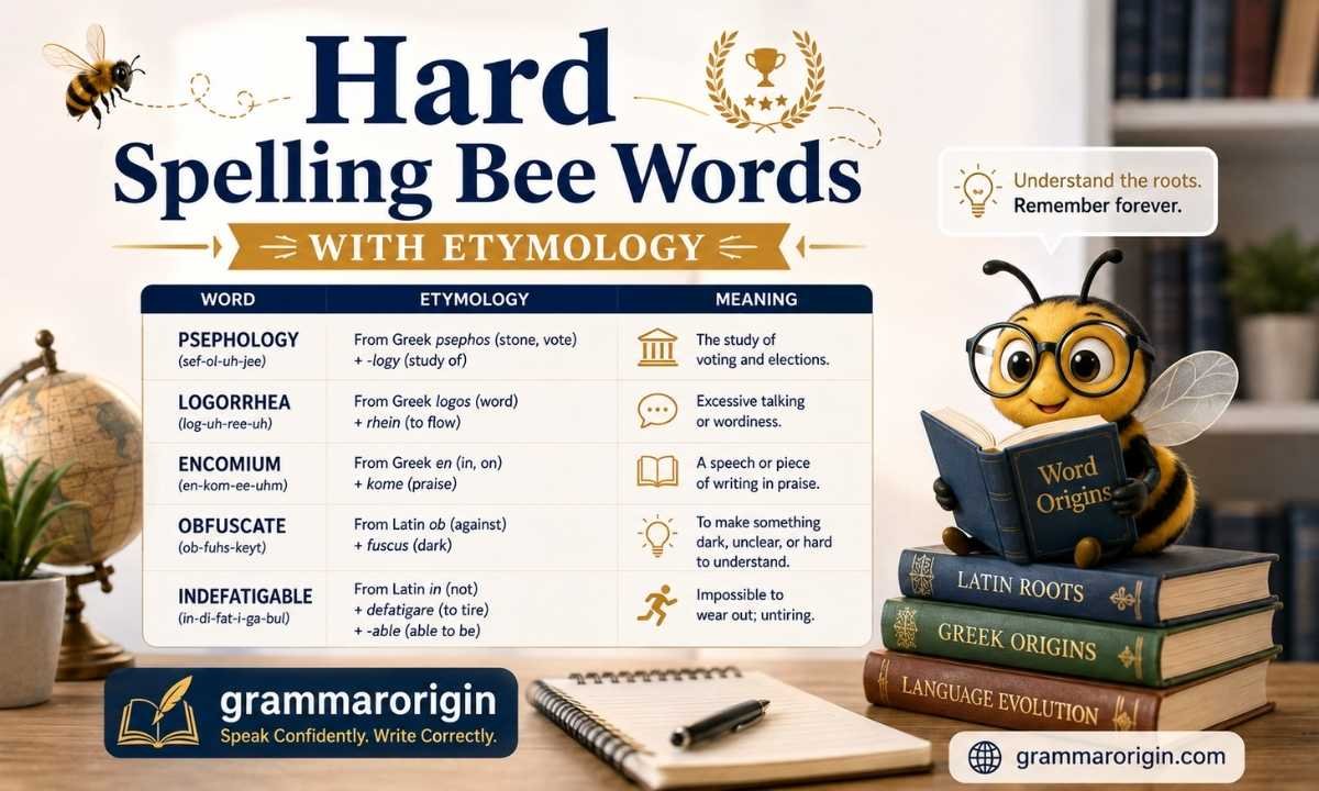 Hard Spelling Bee Words — With Etymology