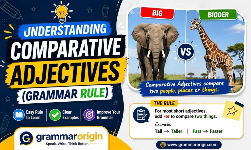 Understanding comparative adjectives grammar rule infographic