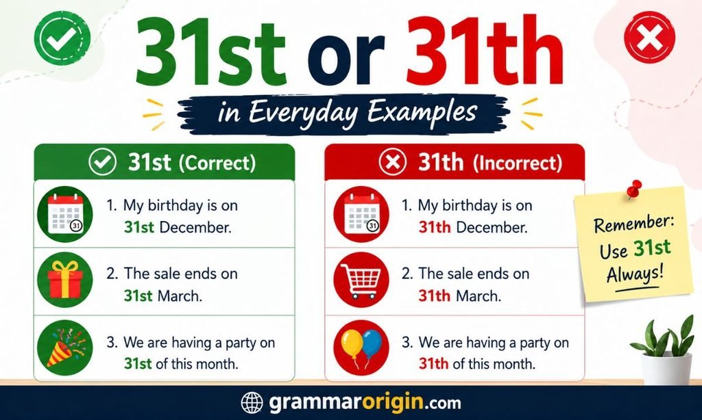 31st or 31th in Everyday Examples