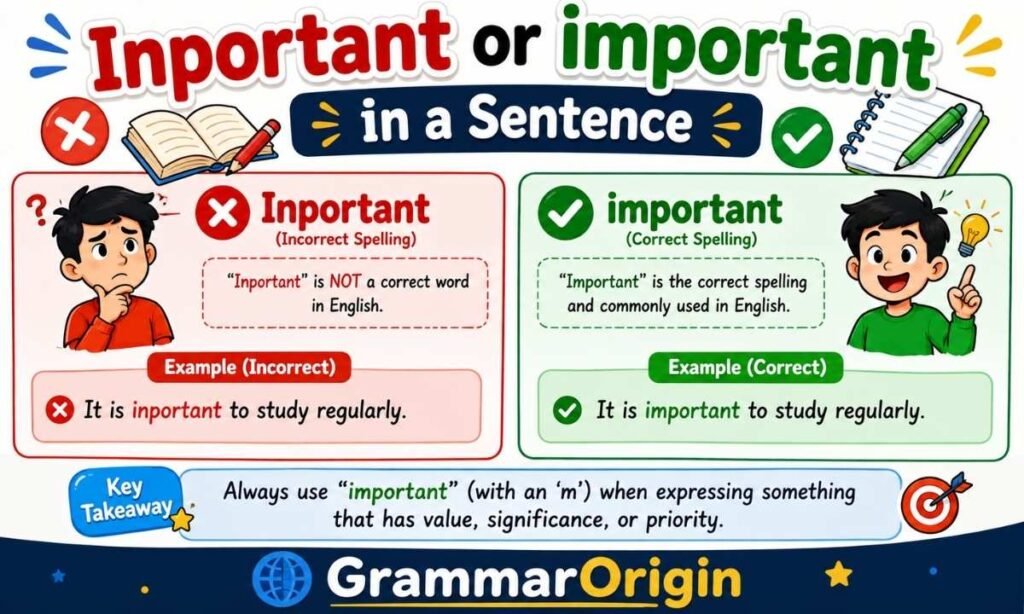 Inportant or important in a sentence