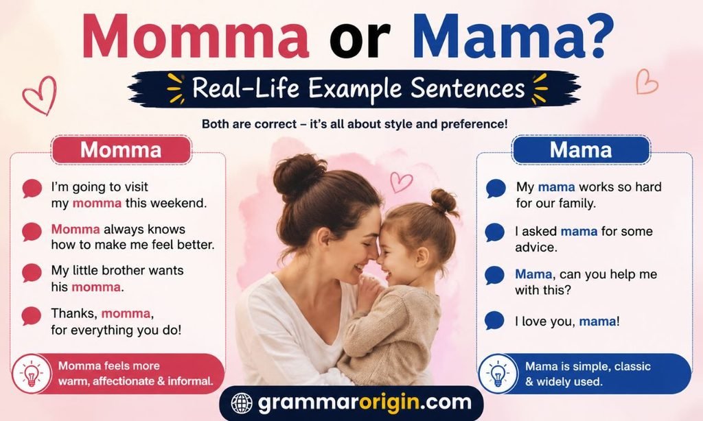 Momma or Mama Real-Life Example Sentences