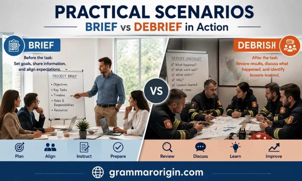 Practical Scenarios (Brief vs Debrief in Action)