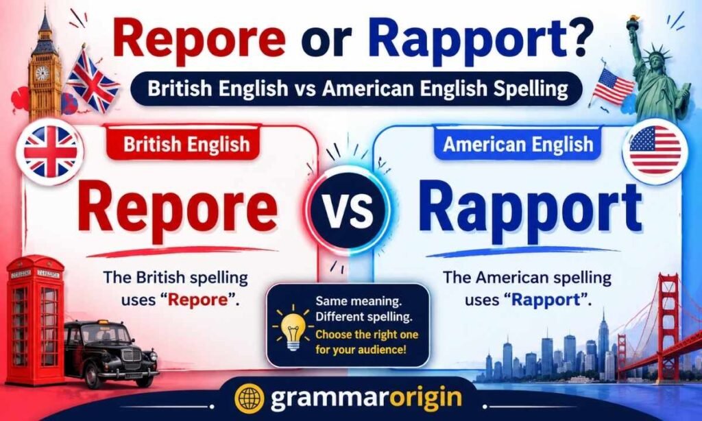 Repore or Rapport British English vs American English Spelling