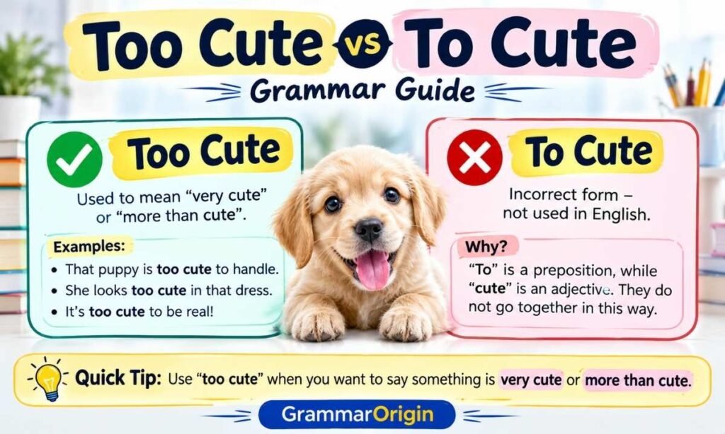 Too cute vs to cute grammar