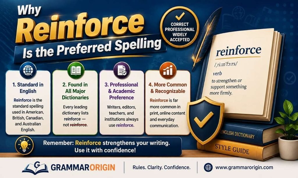 Why Reinforce Is the Preferred Spelling