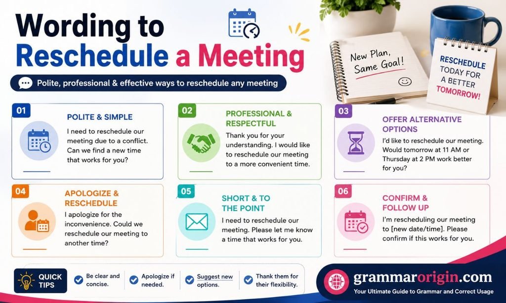 Wording to Reschedule a Meeting