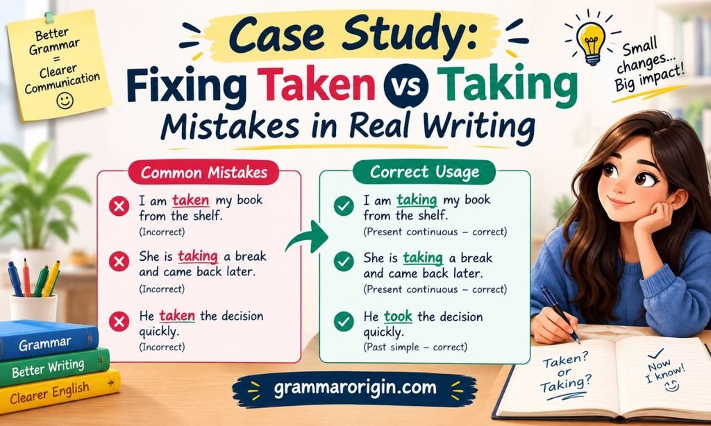 Case Study Fixing Taken vs Taking Mistakes in Real Writing