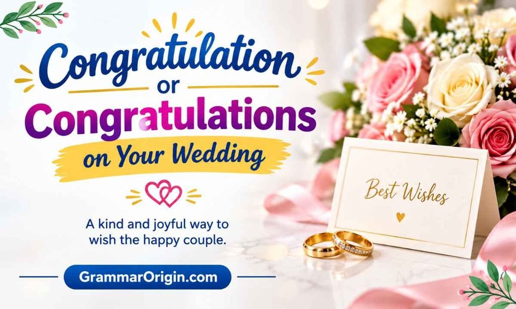 Congratulation or Congratulations on Your Wedding