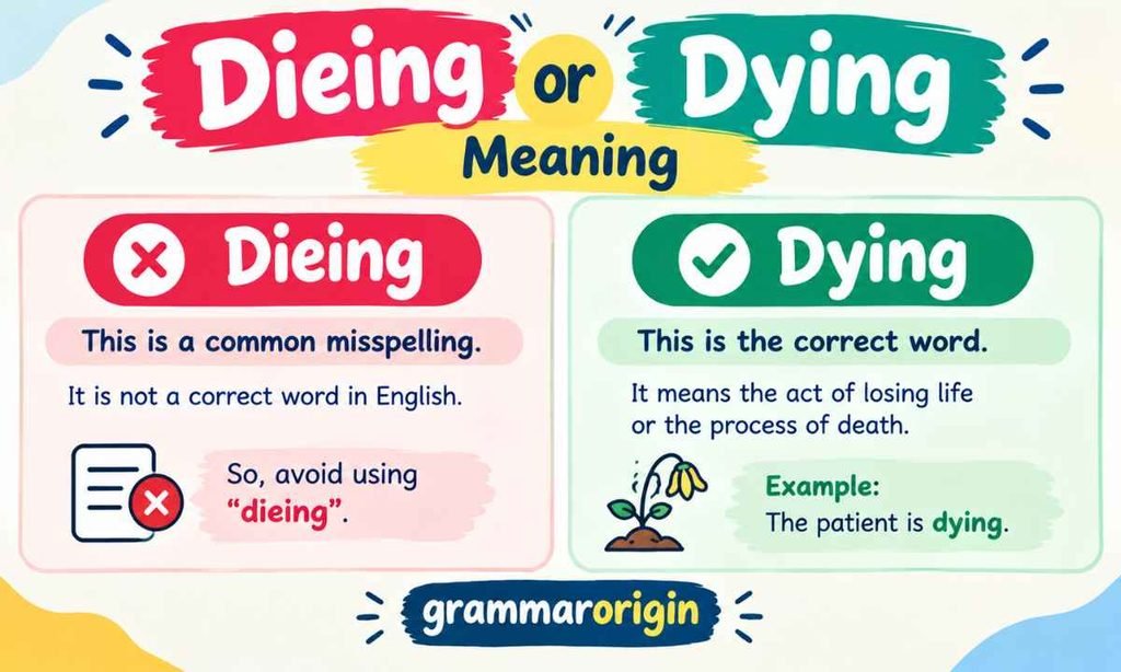 Dieing or Dying Meaning