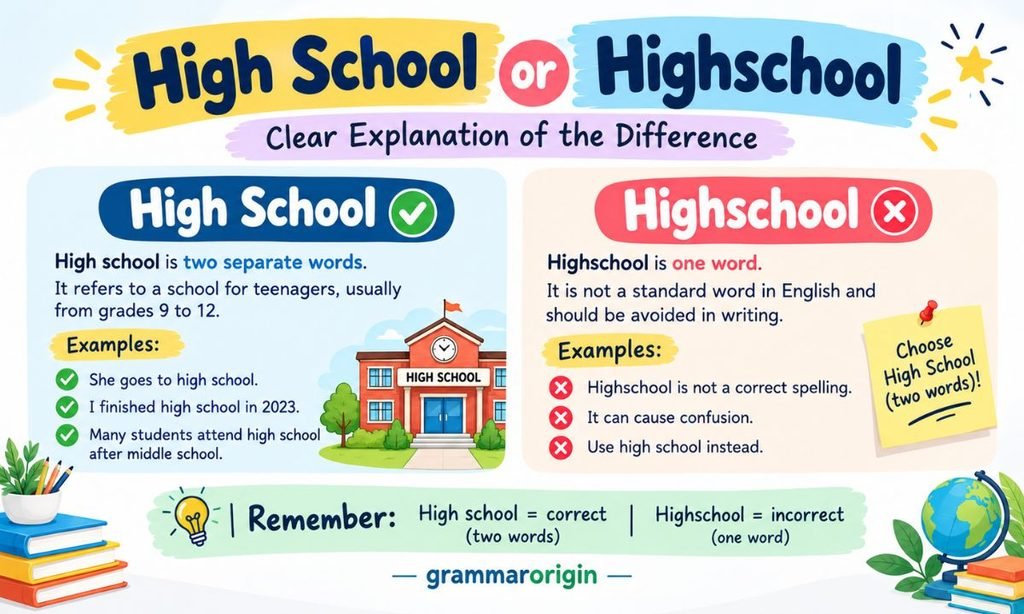 High School or Highschool Clear Explanation of the Difference