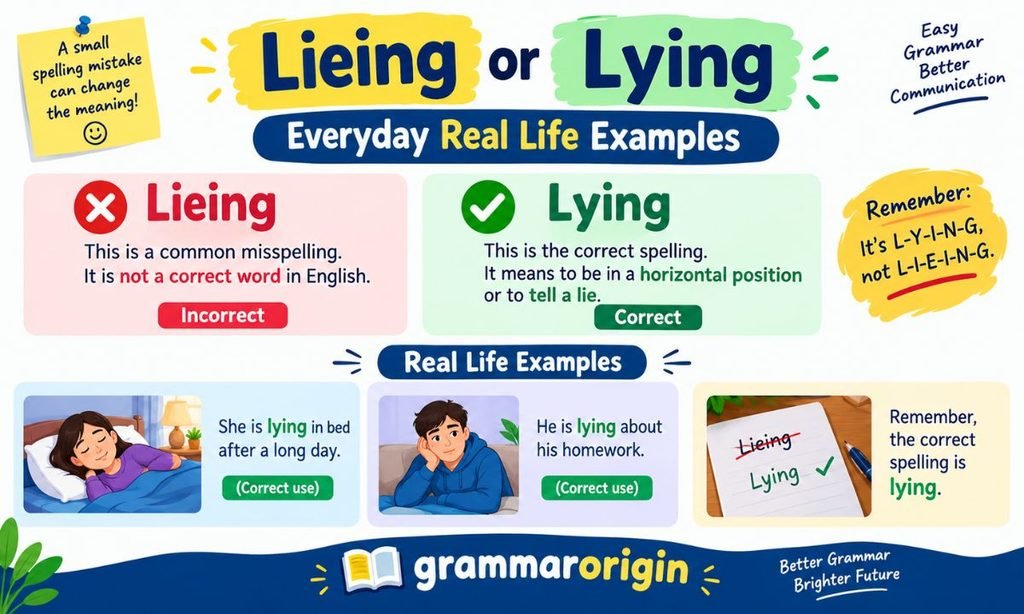 Lieing or Lying Everyday Real Life Examples