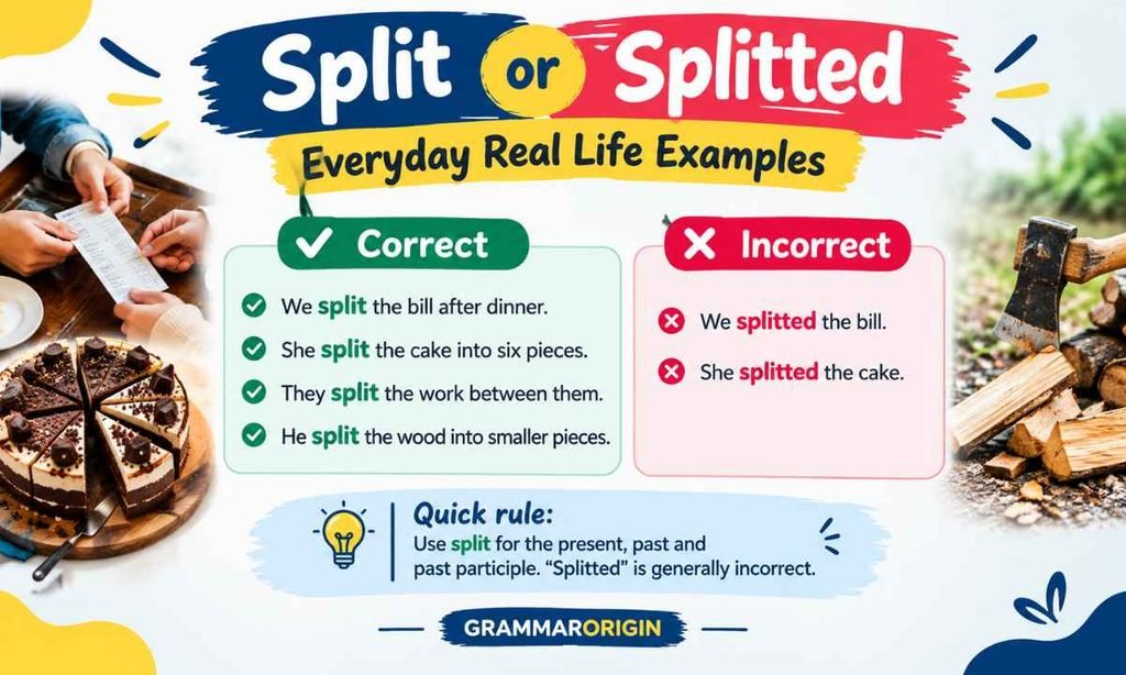 Split or Splitted Everyday Real Life Examples