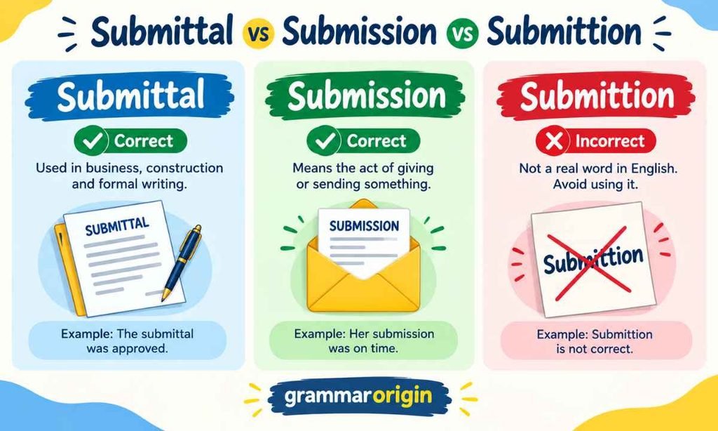 Submittal vs Submission vs Submittion