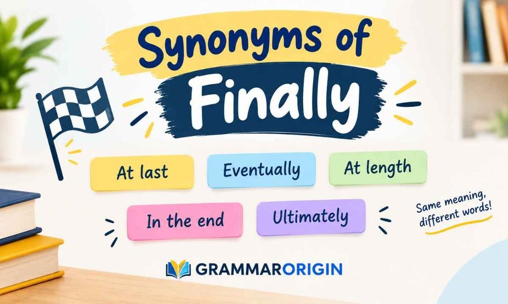 Synonyms of Finally