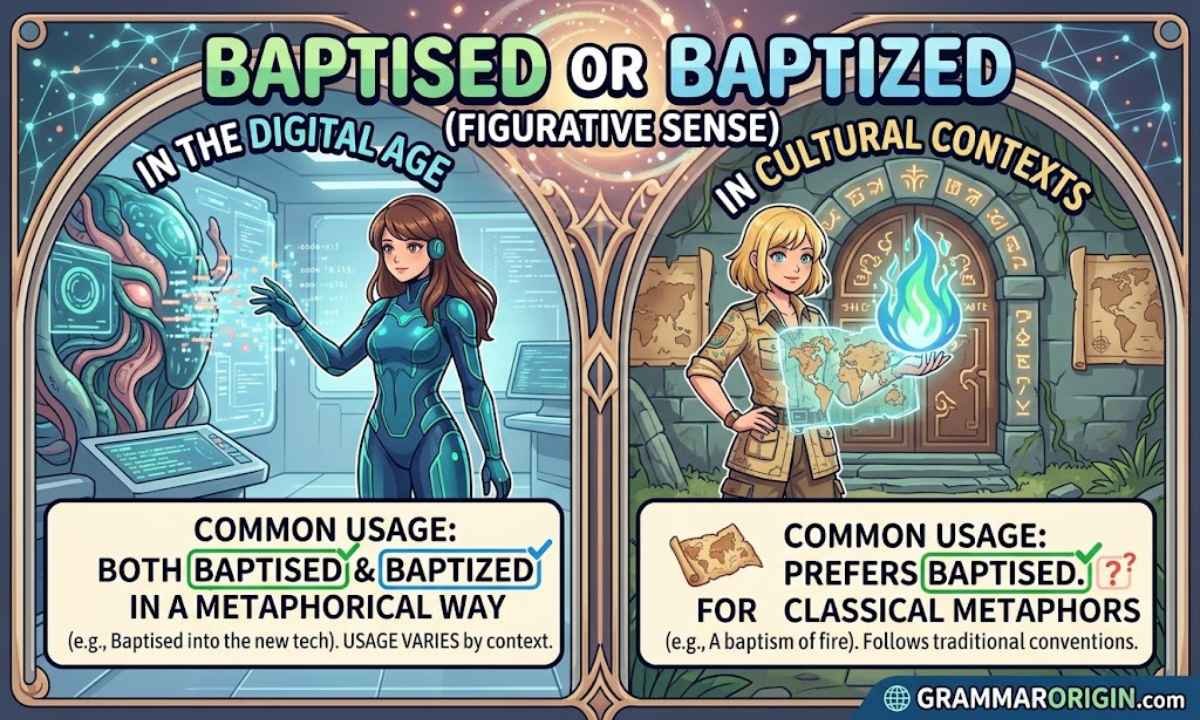 Baptised or baptized in a figurative sense