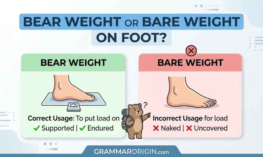 Bear weight or bare weight on foot