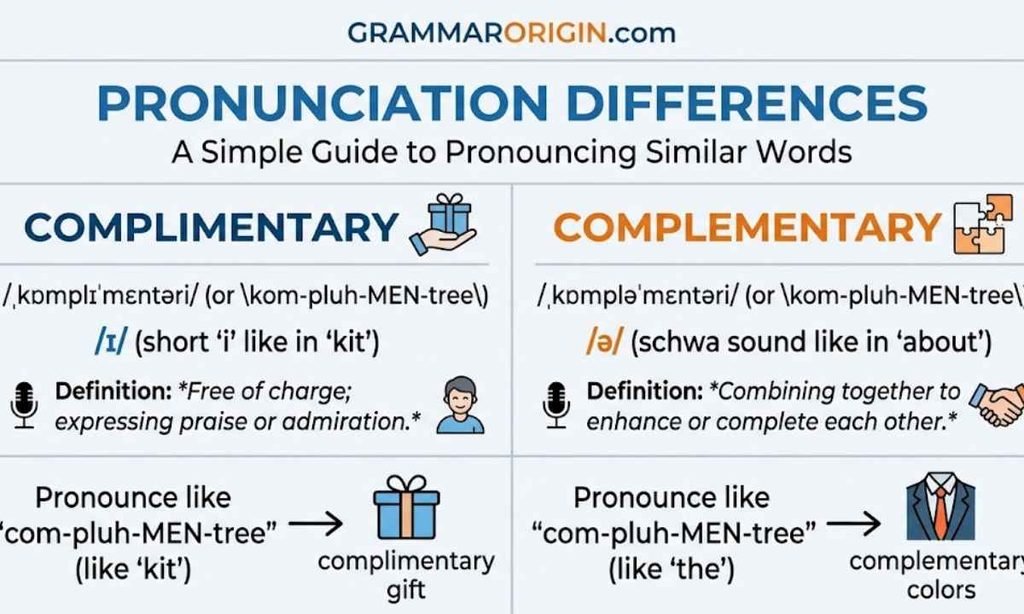 Complimentary vs complementary pronunciation