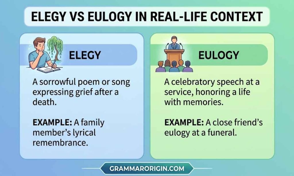 Elegy vs Eulogy in Real-Life Context