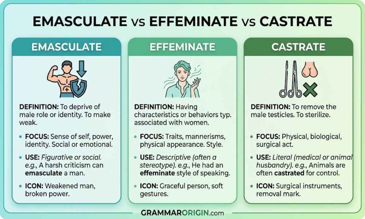 Emasculate vs Effeminate vs Castrate