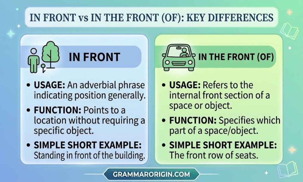 In Front vs In the Front (Of)