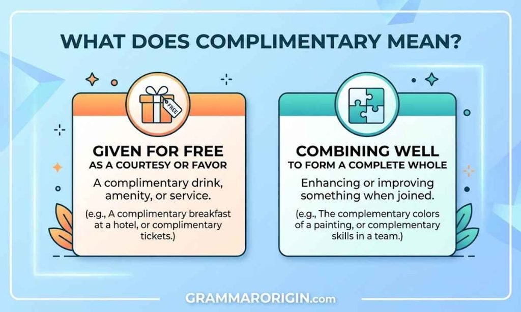 What Does Complimentary Mean