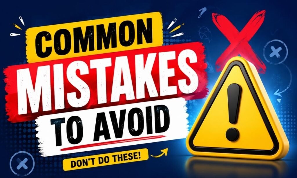 Common mistakes to avoid infographic with warning icon and bold headline
